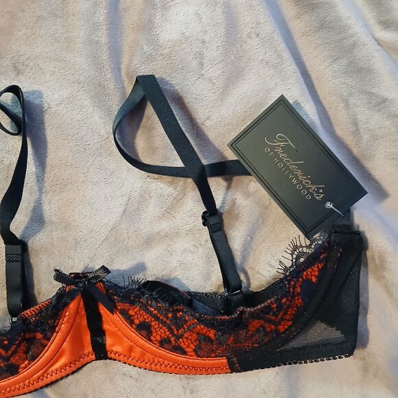 Frederick's of Hollywood Lux Bella Open Cup Underwire Bra NWT Orange - Picture 2 of 6